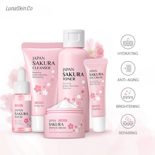 🌸 Sakura Glow™ – Rejuvenating Japanese Skincare Set (5pcs) 🌸